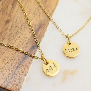 Angel number necklace, lucky number pendant, Spiritual Jewelry for women, birth date necklace, personalized necklace for women, waterproof