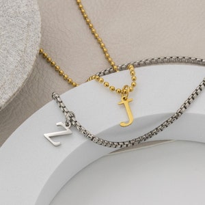 Collar inicial personalizado para hombres Collar de letras para él, Regalo de Navidad para novio, Colgante inicial, cadena de caja para hombres, collar para hombres