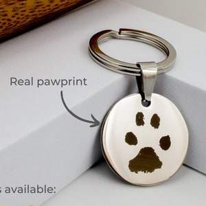 Custom actual pawprint keychain, custom nose print, Pet Keychain, pet memorial, dog, cat, sympathy gift, gift for him, gift for her