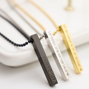 Personalized bar necklace for men, name necklace for men, anniversary gift for boyfriend , fathers day gift, husband gift