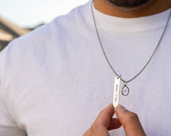 Mustard seed necklace for men, Personalized Christian necklace for him, Christian Scripture Religious Jewelry, custom bar necklace