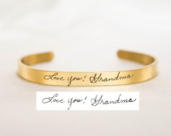 Aangepaste handschrift manchetarmband, gepersonaliseerde handgeschreven manchetarmband, armband met handschrift, handtekeningarmband, herdenkingssieraden