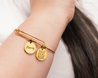 Aangepaste huisdier portret armband voor dierenliefhebbers, hondenfoto armband voor haar, huisdier herdenkingscadeau, adoptiecadeau, kattenliefhebber, gepersonaliseerde koosnaam