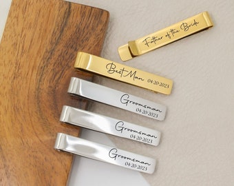 Personalized tie clip for groom, custom initial tie clip, father of the  bride, father of the groom, best man, groomsman, wedding gift