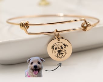 Custom Pet Portrait bracelet, Dog bracelet, Pet Jewelry, Pet bangle, Pet Memorial, personalized jewelry pet portrait, Pet Photo bracelet