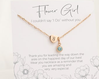 Personalized flower girl necklace, thank you flower girl gift, personalized necklace for little girls, toddler initial necklace for girls