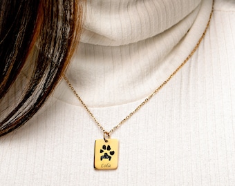 Custom paw print necklace, Pet Memorial Jewelry, Pet Memorial Gift, Pet Necklace Cat Paw Print, Pet Loss, pet memorial gift for her