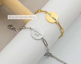 Custom Handwriting bracelet engraved Signature Bracelet, Personalized Jewelry for women, memorial jewelry, actual handwriting bracelet