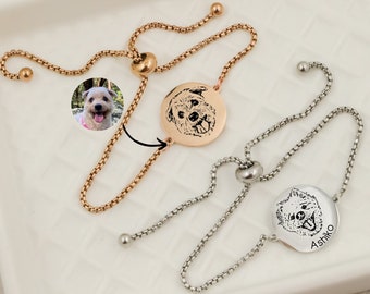 Custom pet portrait bracelet Dog Mom Jewelry, Dog Memorial Gift, personalized pet photo jewelry, Loss Of Pet, Pet Loss Gift, Cat Memorial