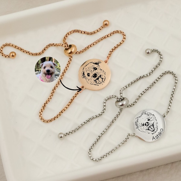 Custom pet portrait bracelet Dog Mom Jewelry, Dog Memorial Gift, personalized pet photo jewelry, Loss Of Pet, Pet Loss Gift, Cat Memorial