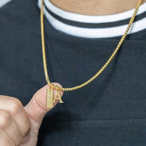 Collier homme personnalisé avec initiale, cadeau d'anniversaire, cadeau pour lui, cadeaux de Noël, cadeau de mari, collier gravé, collier coordonné