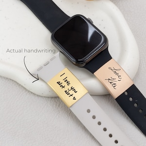 Custom handwriting watch band tag engraved, sentimental gift for her, engraved handwriting jewelry, birthday gift for mom, Christmas gift