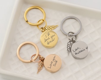 Custom handwriting urn keychain for ashes cremation jewelry for her, Memorial keychain, Engraved Handwriting, Urn Jewelry for ashes