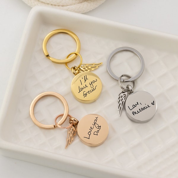 Custom handwriting urn keychain for ashes cremation jewelry for her, Memorial keychain, Engraved Handwriting, Urn Jewelry for ashes