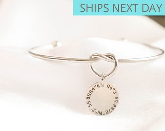 Pulsera latitude longitude, pulsera de coordenadas personalizadas, pulsera de graduación personalizada, pulsera de ubicación gps, regalo de dama de honor