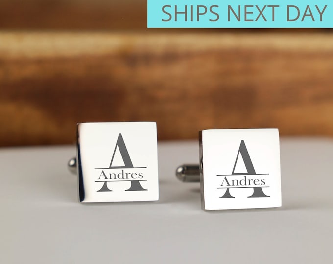 Personalized initial cufflinks, Wedding Cufflinks, personalized cufflinks, Custom Cufflinks for Him, Groomsmen Gift, Engraved Groom Cufflink