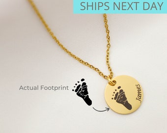Actual footprint necklace, mothers necklace, baby feet necklace, gift for new mom, footprint charm, baby footprint, baby feet, fingerprint