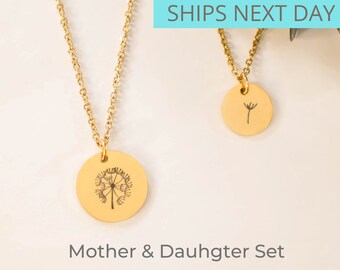 Conjunto de colar mãe filha, colar de dente de leão, colar de dente de leão mãe e filha, colar de dente de leão, presente de mãe e filha, colar de mãe