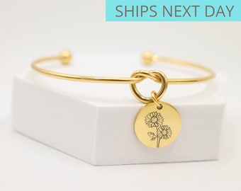 Personalized Sunflower bracelet, flower bracelet, sunflower charm, floral pendant, custom flower bracelet, sunflower jewelry, flower jewelry