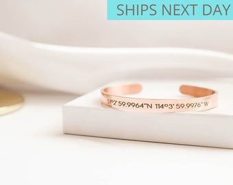 Custom Coordinates Bracelet, bridesmaid gift, custom graduation Coordinate Bracelet, coordinate jewelry, GPS location bracelet,