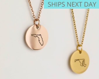 Personalized Necklace, state necklace, long distance friendship necklace, two state necklace, best friends distance gift, friendship gift