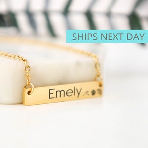 Personalized Bar Necklace, Gold bar necklace, name bar becklace, monogram necklace, custom bar necklace for women, personalized gift