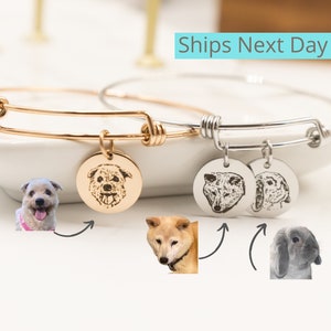 Custom Pet Portrait bracelet for women, Dog Mom Gift, Pet Memorial jewelry gift for dog mom, Loss of Dog Gift, Cat Mom Jewelry, charm