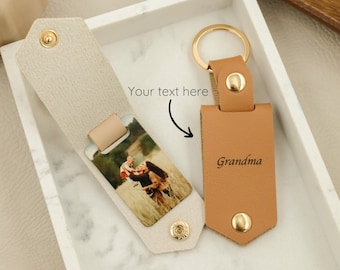 Personalized picture Keychain, sentimental gift for boyfriend, leather keychain personalized, custom Photo Keychain Gift, Christmas gift