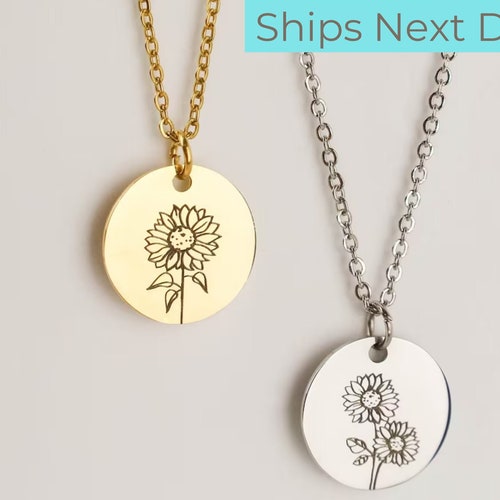 Resin Sunflower Necklace Personalized Sun Flower Charm Etsy