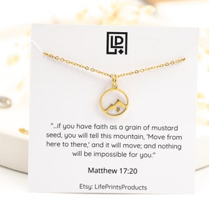Mountain Mustard seed necklace, Christian Jewelry, Matthew 17 20, Faith Can Move mountains, Biblical gift dainty necklace, Christian gift