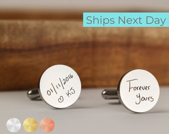 Handwriting cufflinks, personalized cufflinks, Custom Cufflinks for Him, Wedding Cufflinks, Groomsmen Gift, Engraved Groom Cufflinks