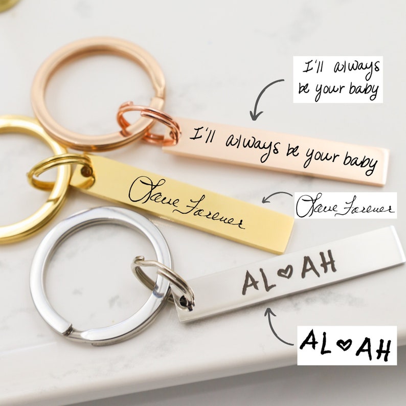 Actual handwriting keychain, father in law gift, fathers day gift from son, drive safe keychain handwriting, father in law gift, memorial image 1