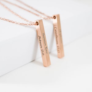 Bible verse necklace, Custom Bar Necklace, Personalized Bar, Engraved Necklace, 4 Sided Bar Necklace, 3d Bar Necklace, Vertical Bar