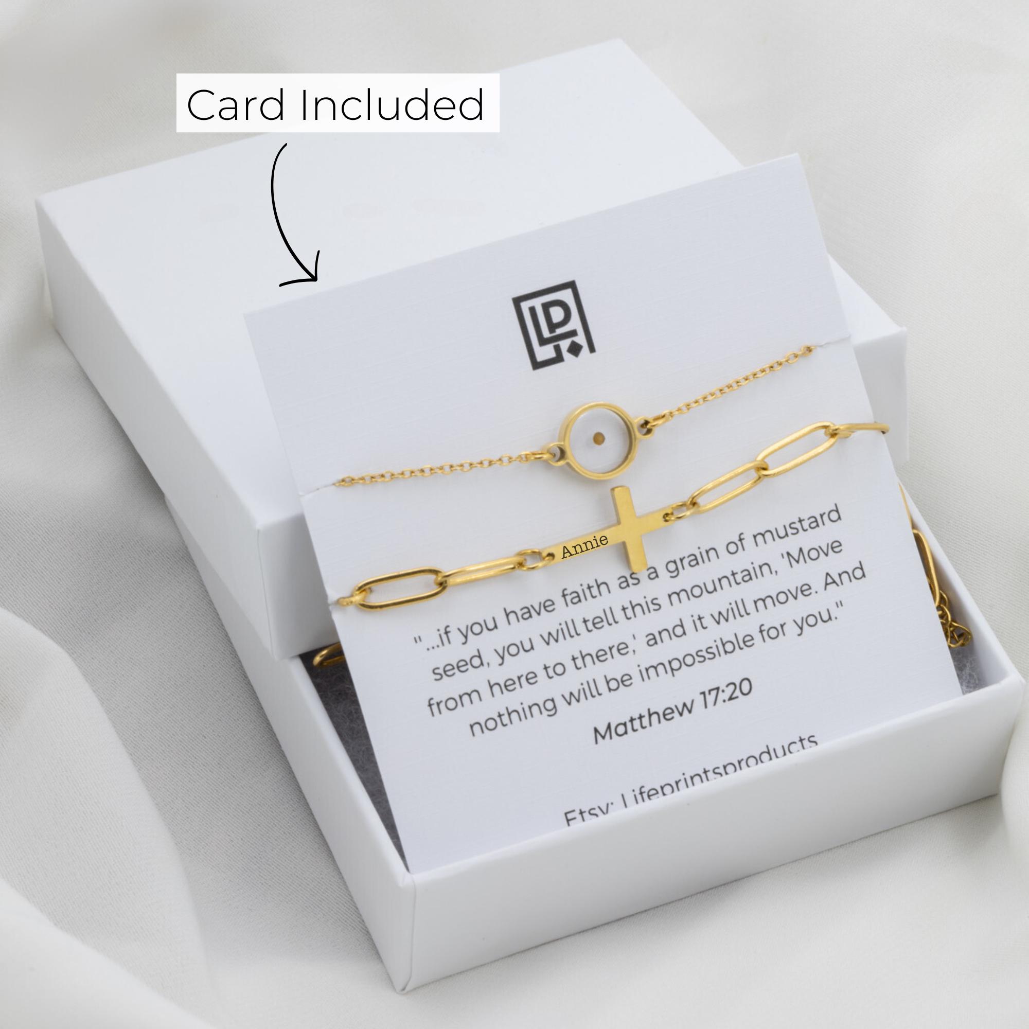Mustard seed bracelet with cross, Christian Jewelry gift for her, Matthew 17 20, Faith Can Move mountains, Biblical jewelry, Psalm 46:5