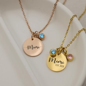 Personalized mimi necklace, Grandma Jewelry, Mimi Jewelry, birthstone necklace, Grandmother Necklace, mothers day gift, Nana Necklace