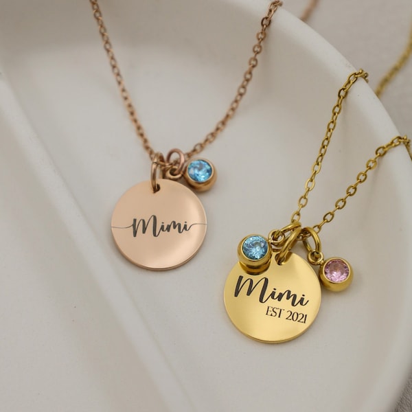 Personalized mimi necklace, Grandma Jewelry, Mimi Jewelry, birthstone necklace, Grandmother Necklace, mothers day gift, Nana Necklace