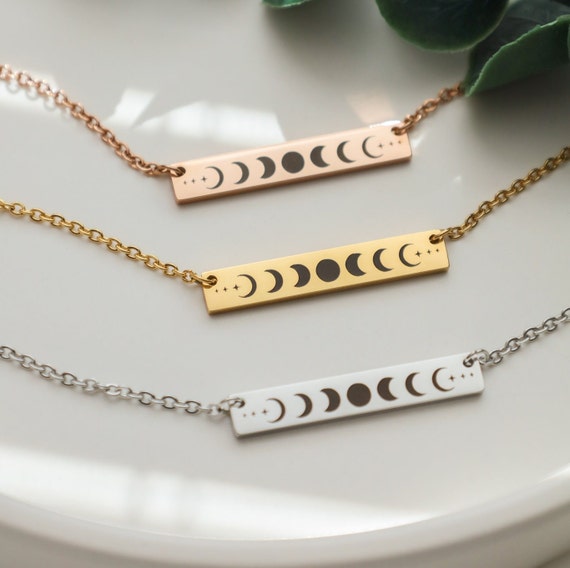 Moon phase bar necklace sale
