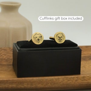 Custom pet portrait cufflinks memorial wedding gif for groom, Gift from Bride on Wedding Day, personalized dog cuff links, Pets Wedding Day image 4