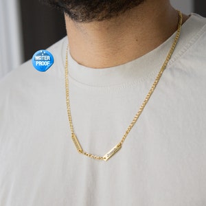 Collar personalizado para hombre grabado, collar impermeable de acero inoxidable, collar personalizado con nombres de niños para papá, regalo del día del padre, Navidad