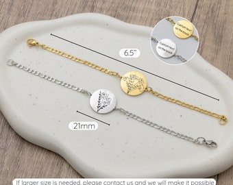 Birth Flower Bouquet Bracelet for Women, Custom Bracelet for Mom