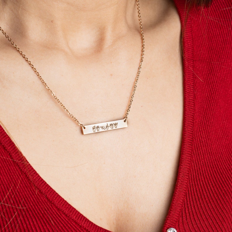 Sign language necklace, Personalized Name Necklace in Sign Language, ASL necklace, Personalized ASL necklace, ASL name necklace image 2