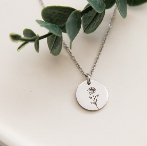 Combined Birth Month Flower necklace, flower necklace, poppy flower, birth flower necklace, birth flower custom, Mothers day Jewelry Gift