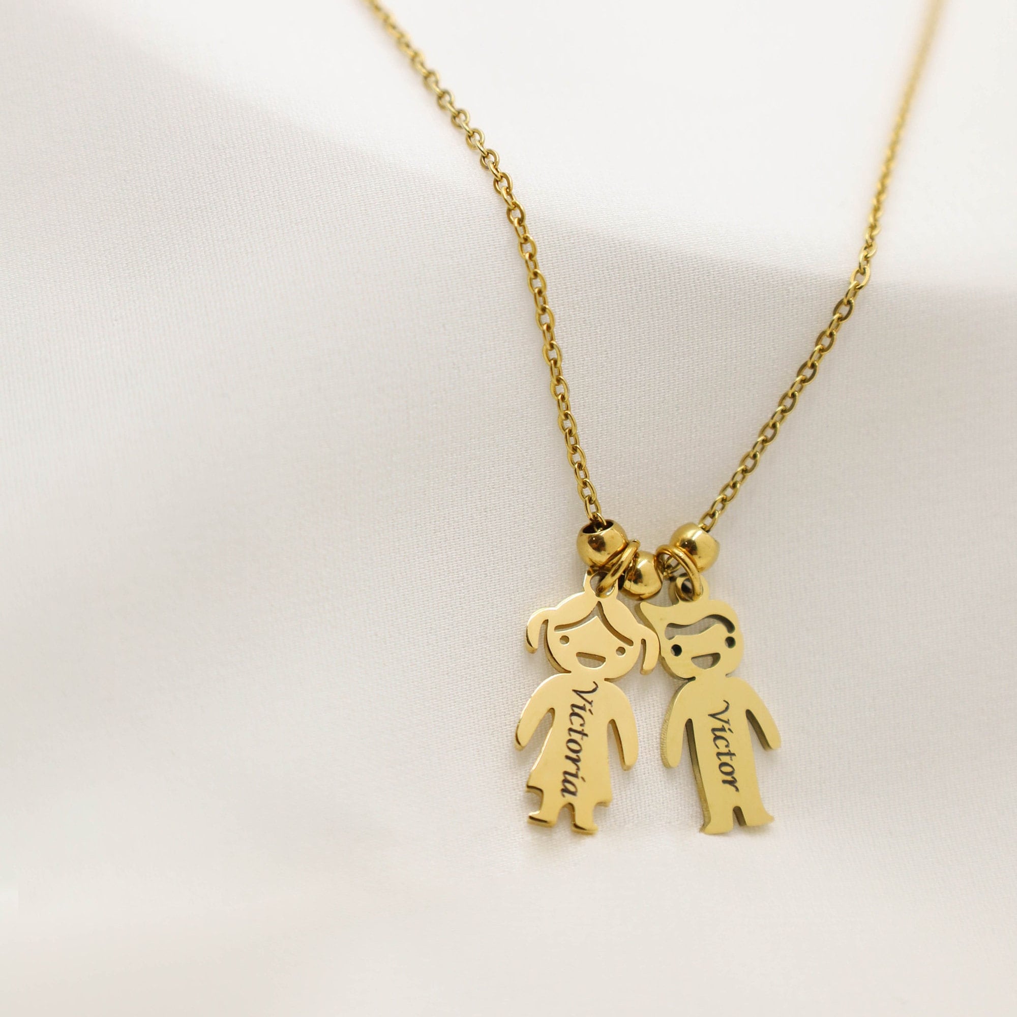 Boy and Girl Charm with names personalized necklace family Etsy