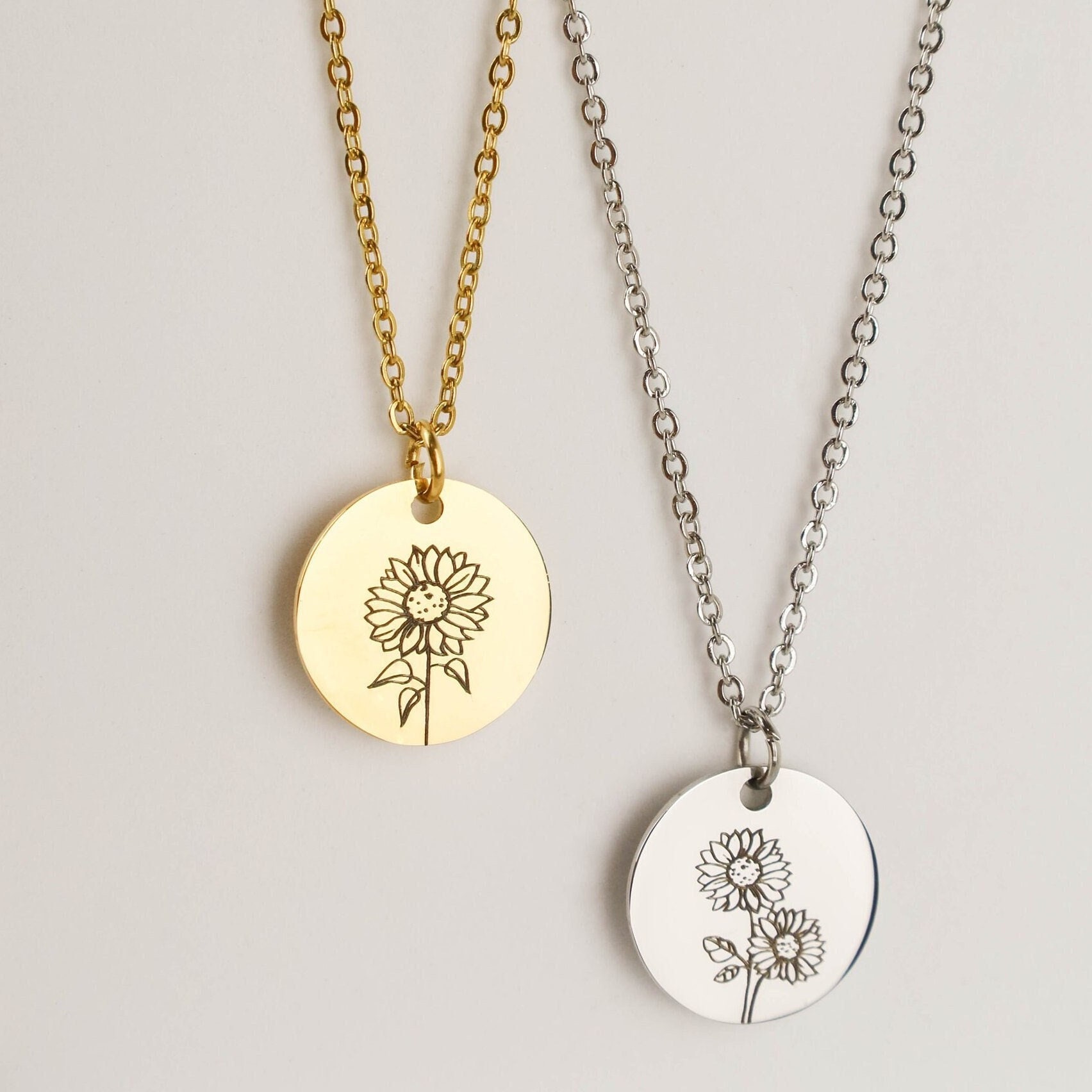 Sunflower Personalized Necklace - Etsy
