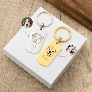 Custom pet portrait keychain, dog portrait keychain, dog memorial gift, personalized gift for dog mom, Christmas gift for pet adoption