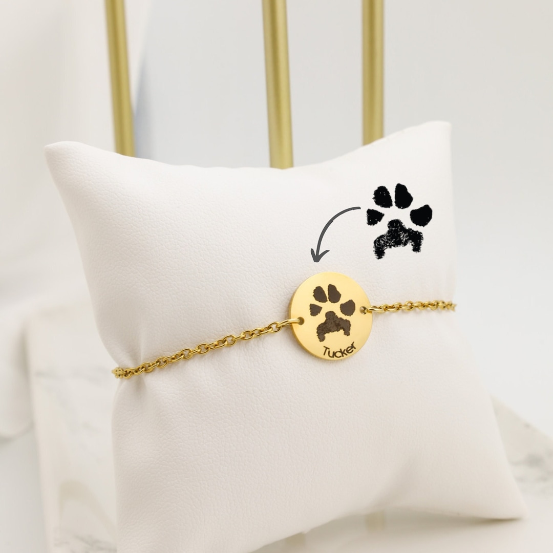 Actual Paw Print Bracelet for Women, Dog Remembrance Gift, Memorial Pet ...