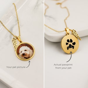 Personalized dog memorial necklace, pet memorial gift, custom picture necklace, loss of pet, best friend gift, actual pawprint nose necklace