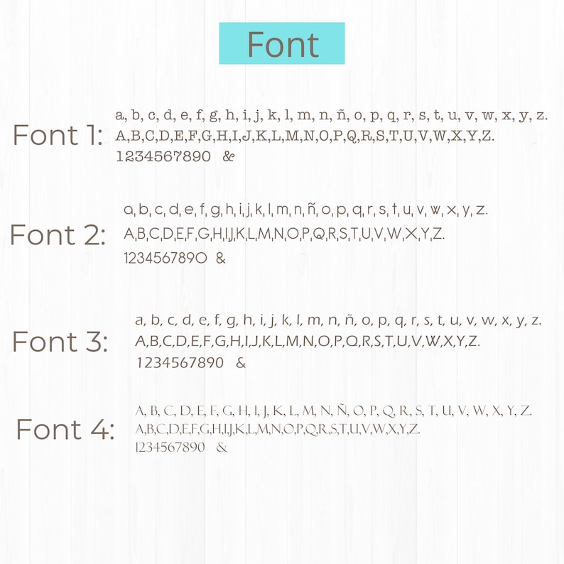 Może przedstawiać: Obraz przedstawiający cztery r&oacute;żne style czcionek. Każda czcionka wyświetla małe i wielkie litery alfabetu, cyfry i symbol &. Słowo "Font" znajduje się w jasnoniebieskim prostokącie u g&oacute;ry.