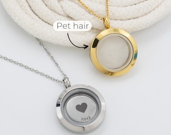 Pet hair keepsake locket necklace, dog hair memorial, pet loss gift, pet remembrance, dog mom necklace, pet memorial jewelry, gift for her