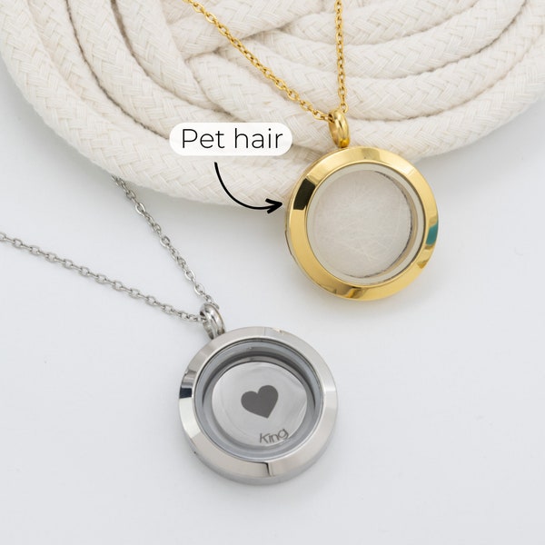 Pet hair keepsake locket necklace, dog hair memorial, pet loss gift, pet remembrance, dog mom necklace, pet memorial jewelry, gift for her